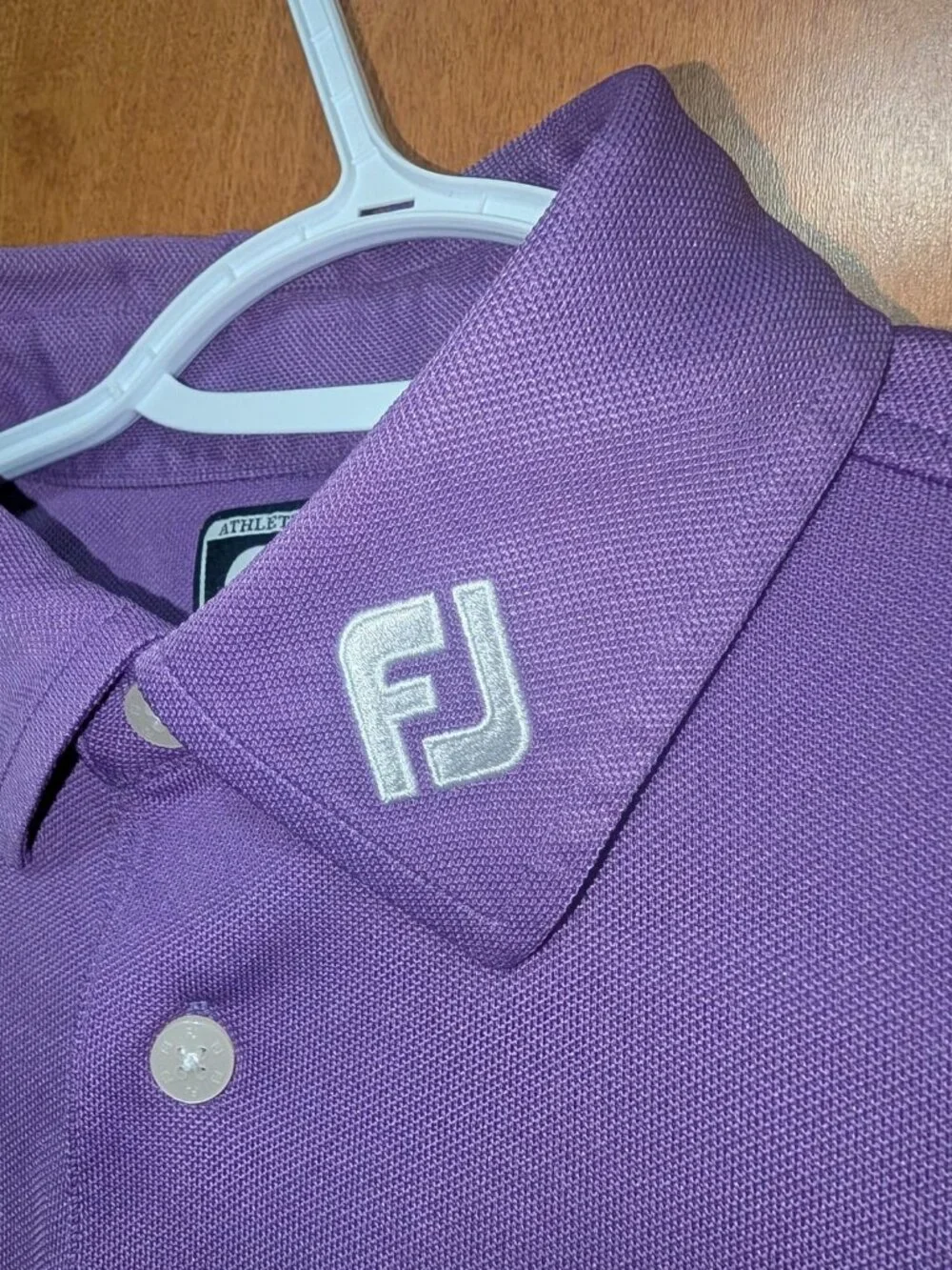 FootJoy Shirt Men's S Purple Short Sleeve Polo Golf Solid Collared Logo - Picture 3 of 7